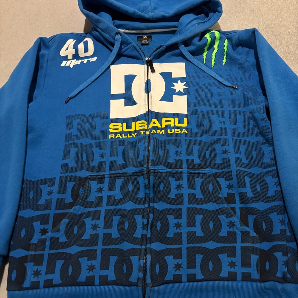 DC Shoes Ken Block Monster Hoodie Blue Y2K Skateboard Full Zip Fall Size Medium - Picture 3 of 9